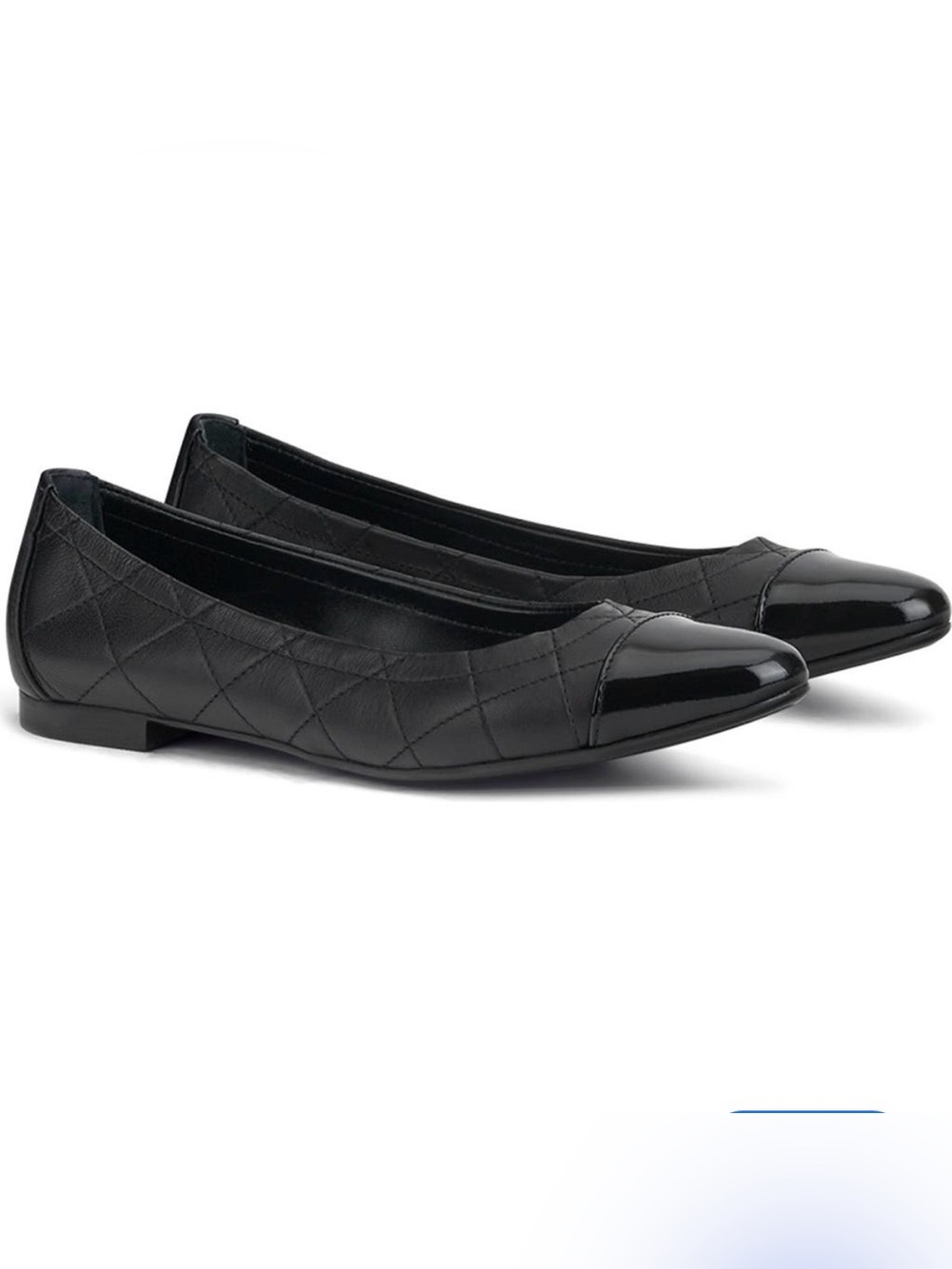 AGL Naomi Women's Black Quilted Cap-Toe Ballet Flats 8.5